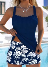 ensemble tankini taille moyenne à imprimé floral bleu marine rotita