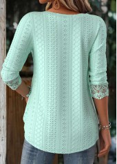 Light Green tops,Plain Color tops,ROTITA Light Green Square Neck Long Sleeve T Shirt