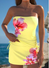 ensemble tankini taille moyenne à imprimé floral jaune rotita