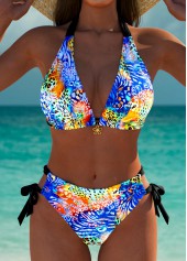 Rotita – Blaues Bikini-Set mit niedriger Taille und Animalprint
