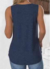 Navy plus size,Plain Color plus size,ROTITA Plus Size Navy V Neck Sleeveless Tank Top