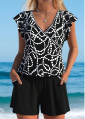 Schwarzer Rotita-Badeanzug mit geometrischem Print