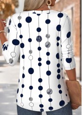 Multi Color tops,Geometric tops,ROTITA Geometric Print Multi Color Round Neck T Shirt