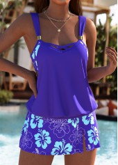 Rotita – Tankini-Set mit mittelhohem Bund und violettem Blumenmuster