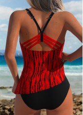 Red swimwear,Tie Dye swimwear,ROTITA Red Tie Dye Print Tankini Top
