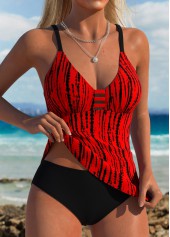 Red swimwear,Tie Dye swimwear,ROTITA Red Tie Dye Print Tankini Top