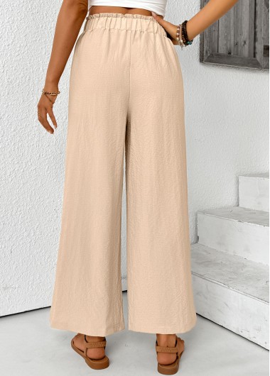 Light Coffee bottoms,Plain Color bottoms,Light Coffee Wide Leg Elastic Waist High Waisted Pants