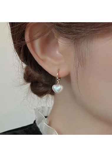 Golden jewelry,Golden Color Heart Metal Detail Earrings
