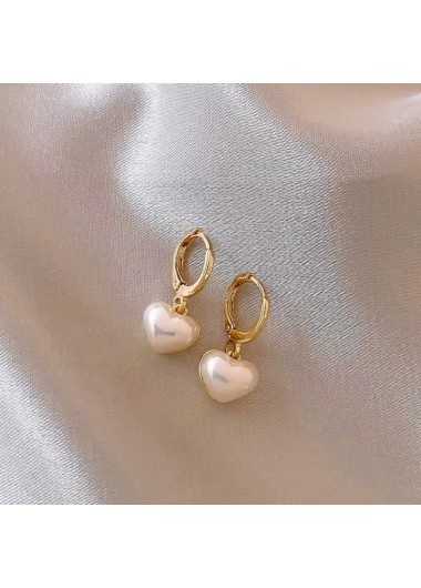 Golden jewelry,Golden Color Heart Metal Detail Earrings