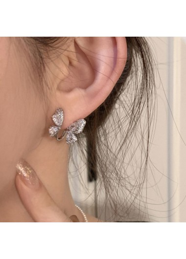 Silver jewelry,Silver Color Butterfly Metal Detail Earrings