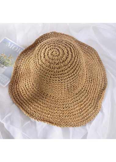 Dark Camel accessories,Plain Color accessories,Dark Camel Wide Brim Straw Hat