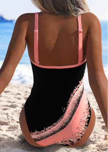 Black swimwear,Marble swimwear,ROTITA Black Marble Print One Piece Swimwear