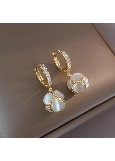 Golden jewelry,Golden Color Rhinestone Metal Detail Earrings