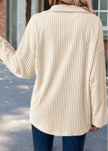 Beige tops,Plain Color tops,ROTITA Tummy Coverage Beige Long Sleeve Shirt