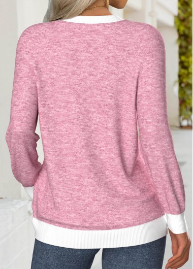 Multi Color tops,Plain Color tops,ROTITA Tummy Coverage Multi Color Round Neck Long Sleeve Sweatshirt