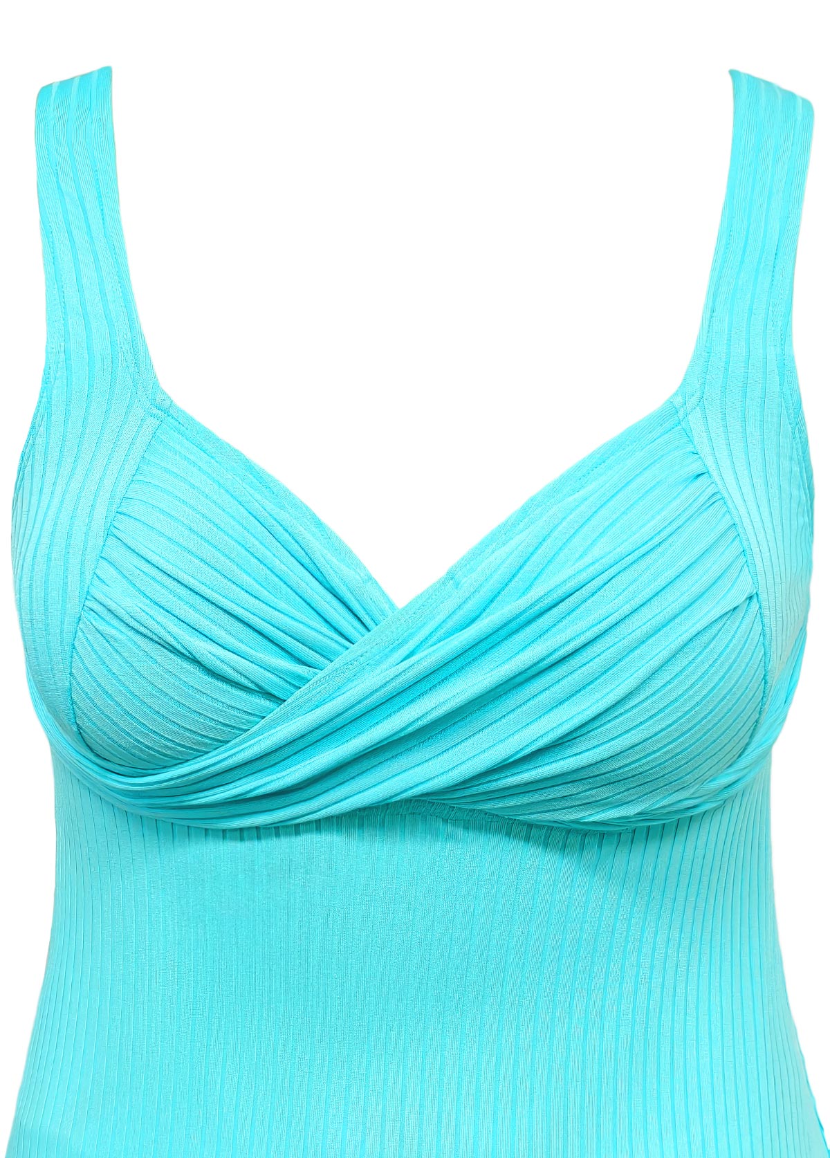 Cyan swimwear,Plants swimwear,ROTITA Cyan Leaf Print Mid Waisted Tankini Set