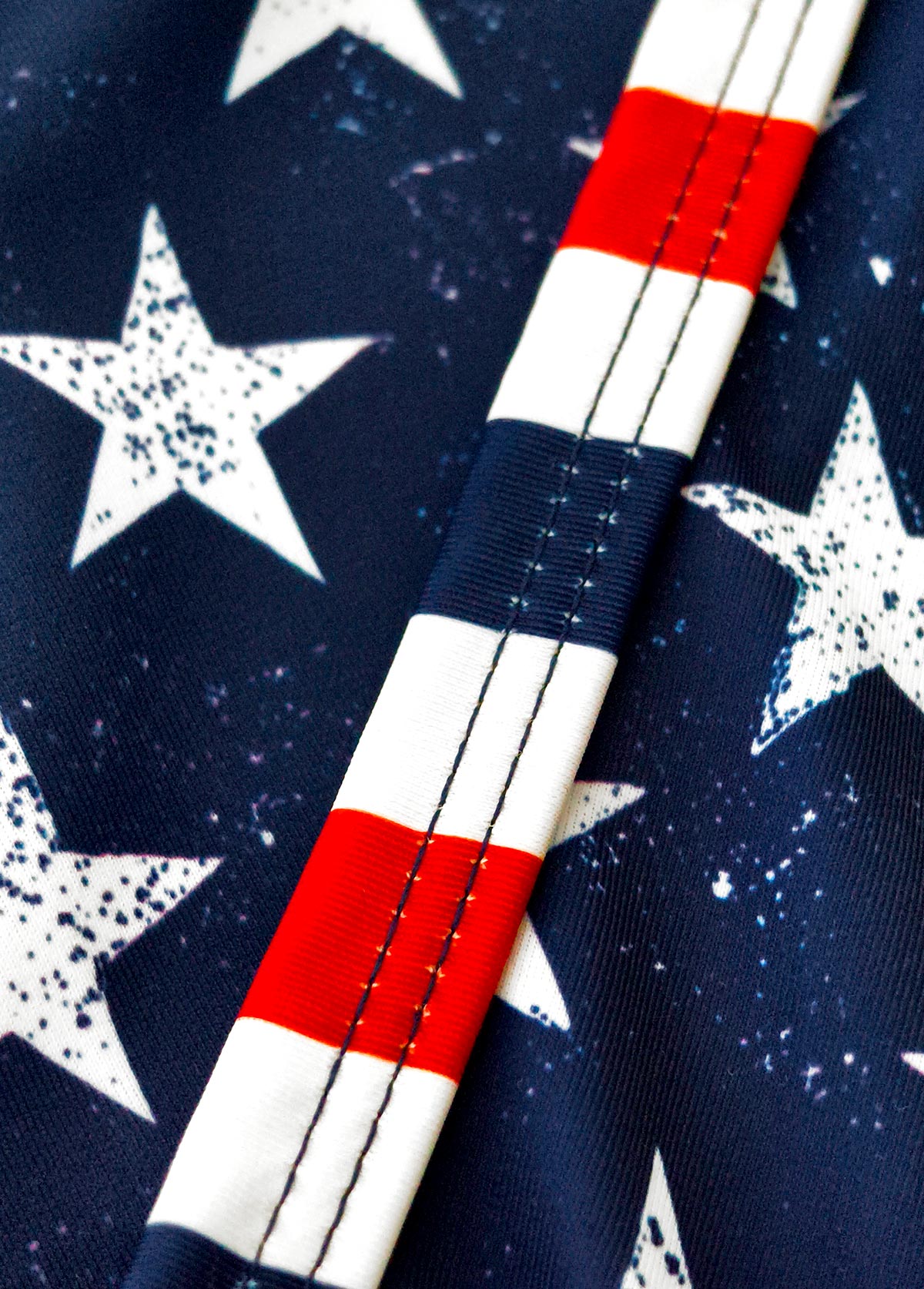 Navy swimwear,Flag swimwear,ROTITA Navy American Flag Print Mid Waisted Bikini Set