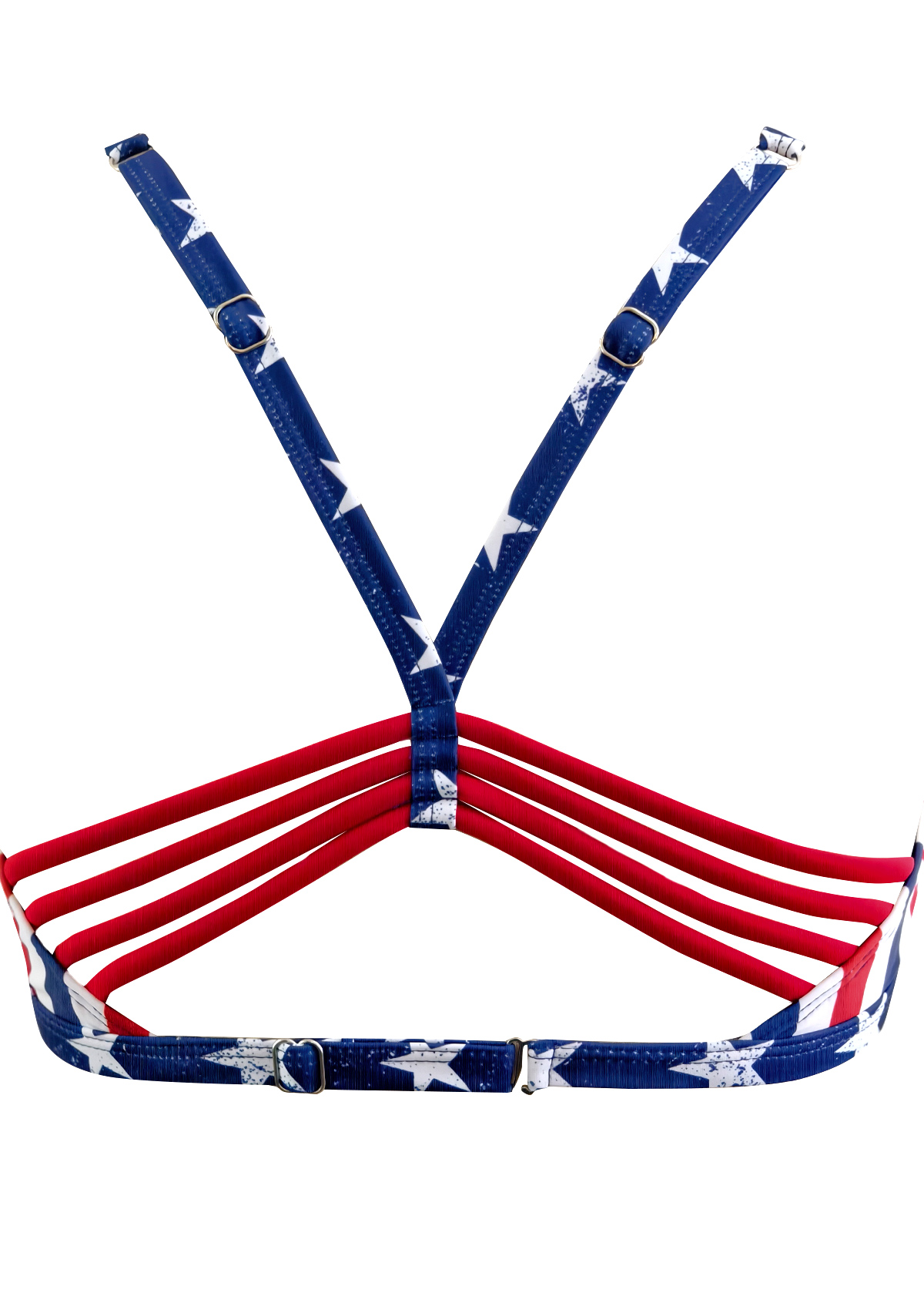 Navy swimwear,Flag swimwear,ROTITA Navy American Flag Print Mid Waisted Bikini Set