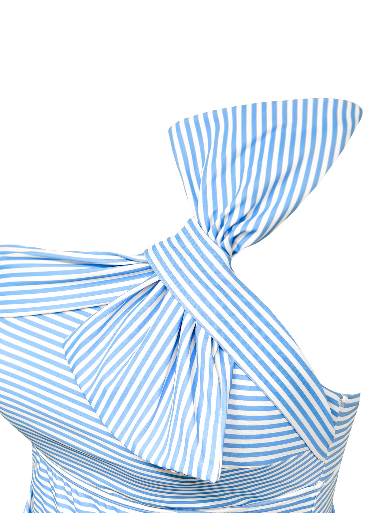 Light Blue swimwear,Striped swimwear,Geometric swimwear,ROTITA Light Blue Striped Mid Waisted Tankini Set