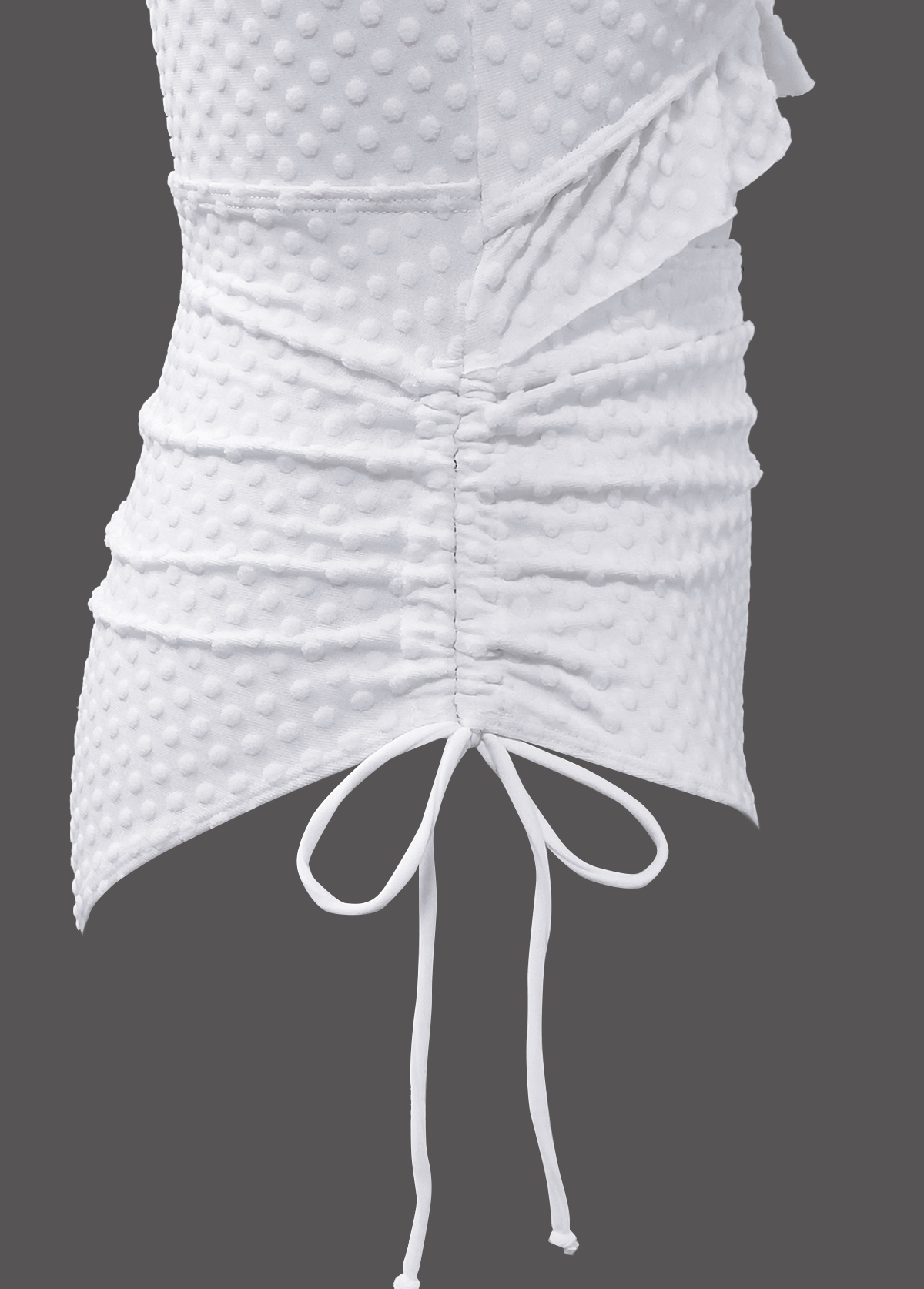 White swimwear,Plain Color swimwear,ROTITA White Ruched Detail One Piece Swimwear