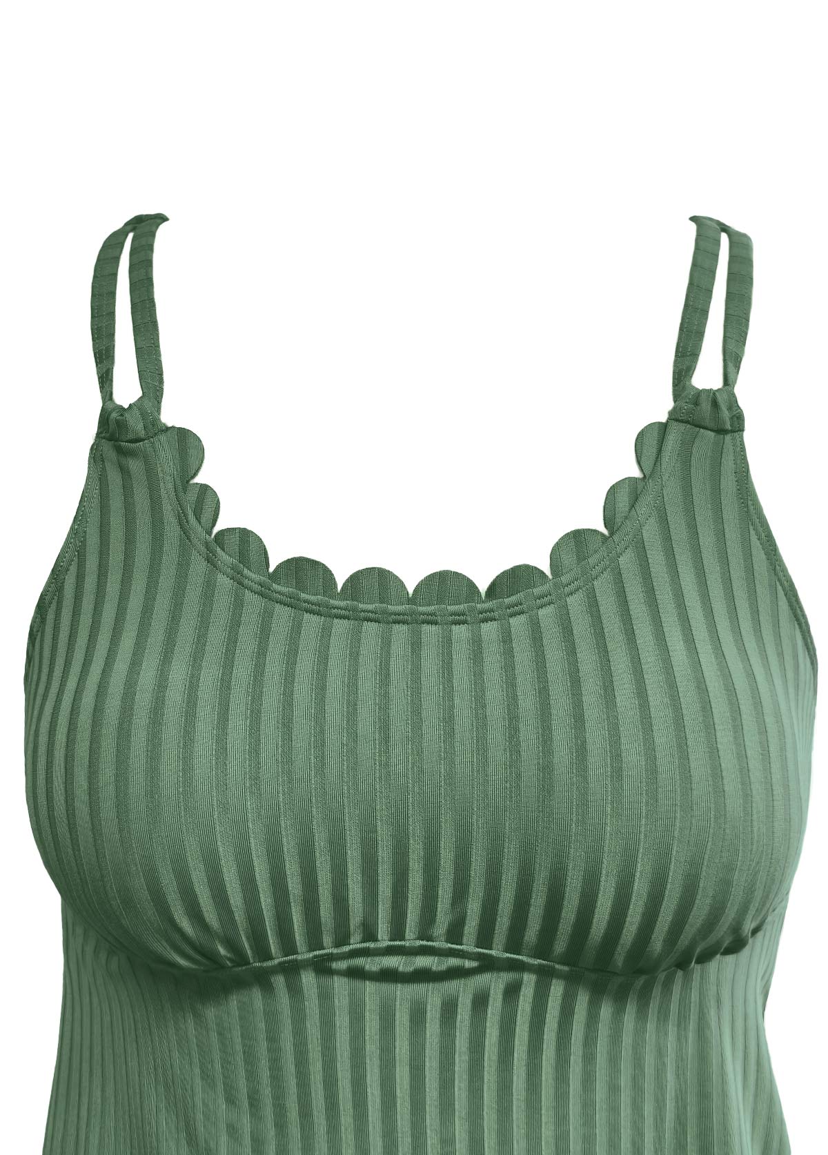 Sage Green swimwear,Plants swimwear,ROTITA Sage Green Tropical Plants Print Mid Waisted Tankini Set