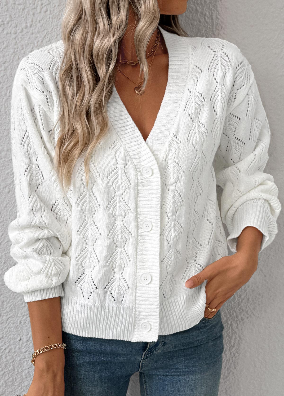 White tops,Plain Color tops,White Light Cardigan