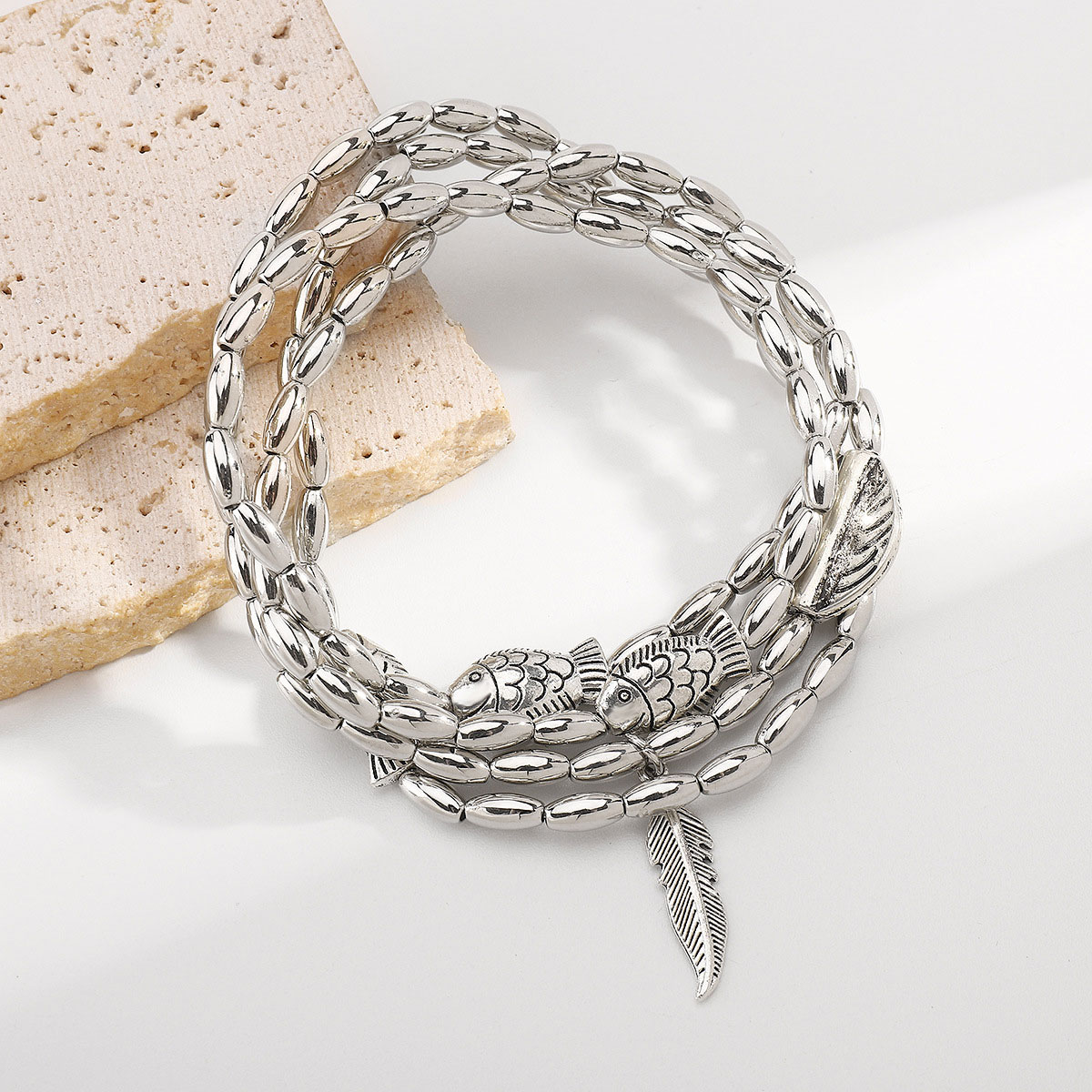 Silver jewelry,Silver Color Leaf Alloy Detail Necklace