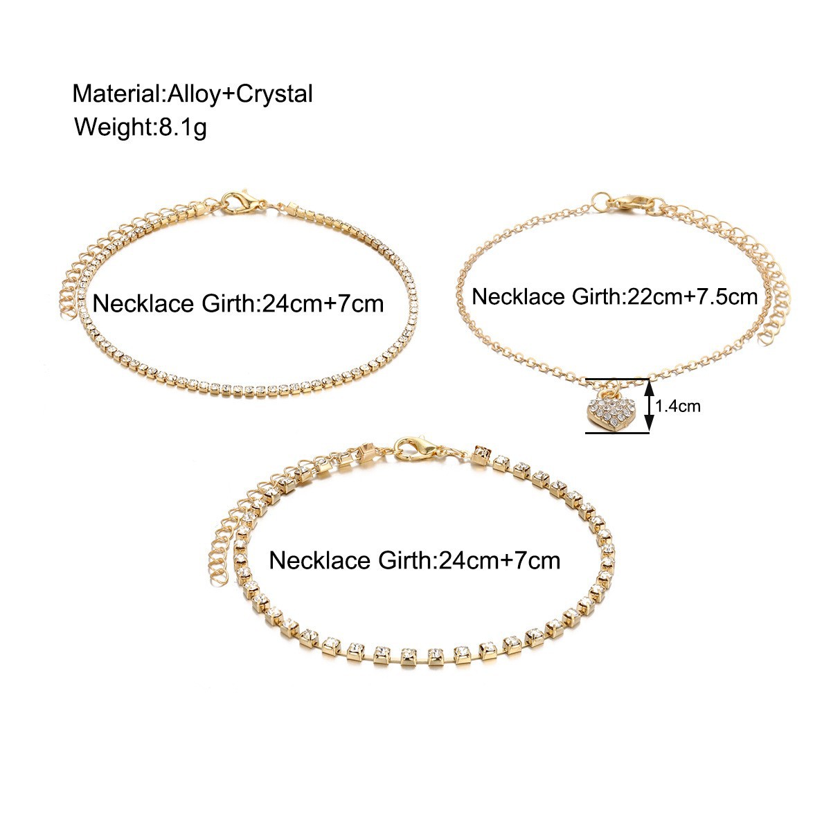 Golden jewelry,Golden Color Heart Alloy Detail Anklets