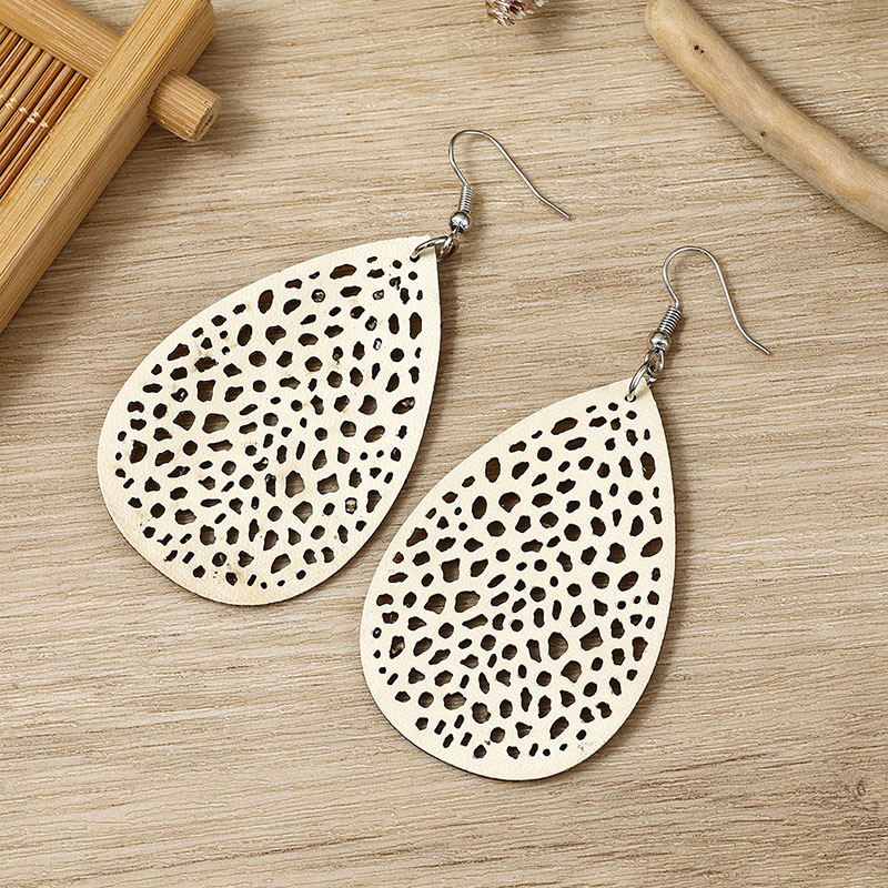 Light Camel jewelry,Droplet Light Camel Faux Leather Earrings