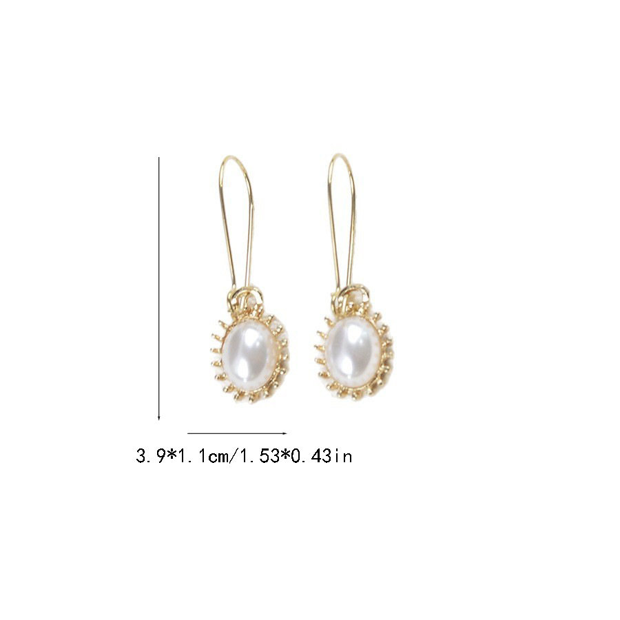 Golden jewelry,Geometric jewelry,Golden Pearl Design Geometric Alloy Earrings