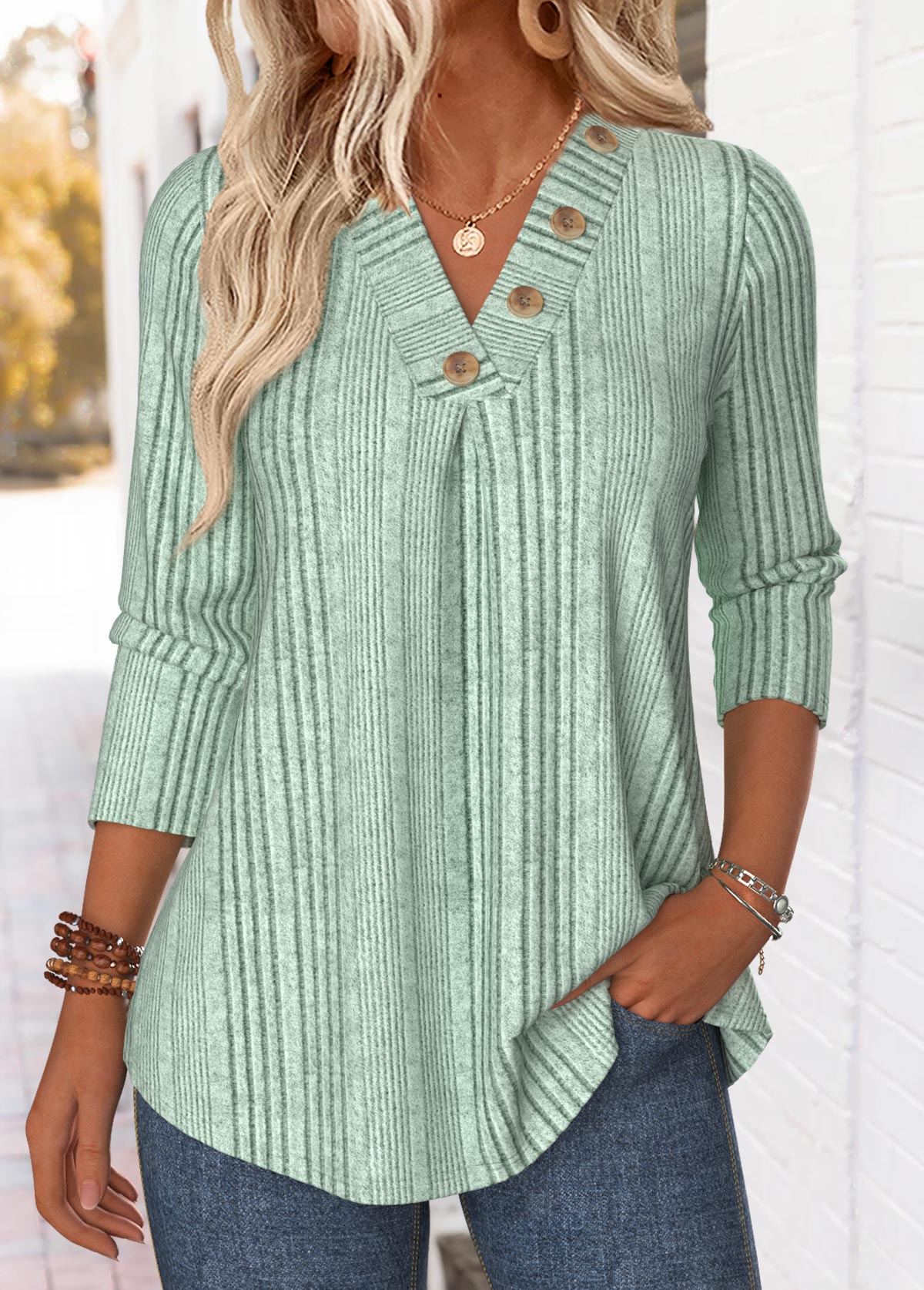 Sage Green tops,Plain Color tops,ROTITA Tummy Coverage Sage Green Cross Collar T Shirt
