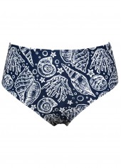 Navy swimwear,Animal Print swimwear,ROTITA Contrast Binding Navy Marine Life Print Tankini Set