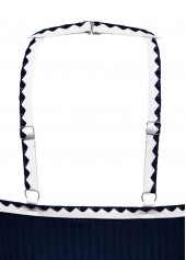 Navy swimwear,Animal Print swimwear,ROTITA Contrast Binding Navy Marine Life Print Tankini Set