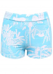 Cyan swimwear,Plants swimwear,ROTITA Tropical Plants Print Ruffle Tankini Set