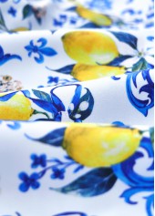 Royal Blue swimwear,Plants swimwear,ROTITA Ruched Royal Blue Plants Print High Waisted Tankini Set