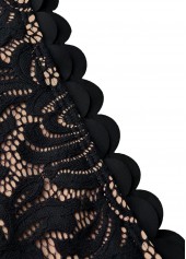 Black swimwear,Plain Color swimwear,ROTITA Lace Black Mid Waisted Bikini Set