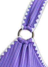 Light Purple swimwear,Floral swimwear,Plants swimwear,ROTITA Light Purple Floral Print High Waisted Tankini Set