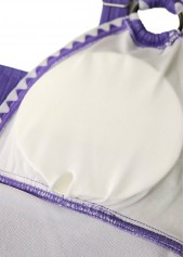 Light Purple swimwear,Floral swimwear,Plants swimwear,ROTITA Light Purple Floral Print High Waisted Tankini Set