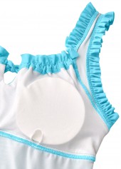 Cyan swimwear,Plants swimwear,ROTITA Cyan Tropical Plants Print Mid Waisted Tankini Set