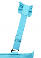 Cyan swimwear,Plants swimwear,ROTITA Cyan Tropical Plants Print Mid Waisted Tankini Set