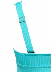 Cyan swimwear,Plants swimwear,ROTITA Cyan Leaf Print Mid Waisted Tankini Set