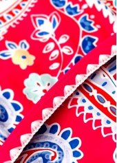 Red swimwear,Tribal swimwear,ROTITA Red Tribal Print Mid Waisted Tankini Set