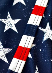 Navy swimwear,Flag swimwear,ROTITA Navy American Flag Print Mid Waisted Bikini Set