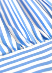 Blue swimwear,Striped swimwear,Geometric swimwear,ROTITA Blue Striped Mid Waisted Tankini Set