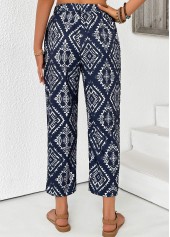 Navy bottoms,Tribal bottoms,Tribal Print Navy Straight Leg Elastic Waist Pants