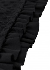 Black swimwear,Plain Color swimwear,ROTITA Black Mid Waisted Frill Bikini Set