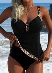 ensemble tankini taille moyenne léopard noir