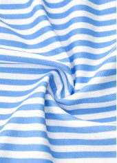 Light Blue swimwear,Striped swimwear,Geometric swimwear,ROTITA Light Blue Striped Mid Waisted Tankini Set