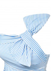 Light Blue swimwear,Striped swimwear,Geometric swimwear,ROTITA Light Blue Striped Mid Waisted Tankini Set