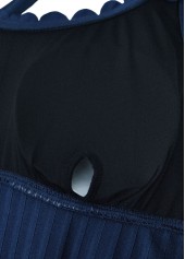 Navy plus size,Plants plus size,ROTITA Plus Size Mid Waisted Tropical Plants Print Tankini Set